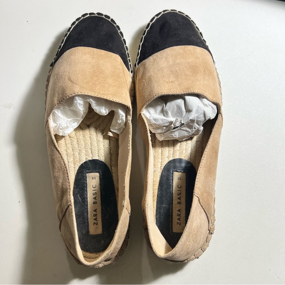 Zara Black & Tan Espadrilles Sz 38/7